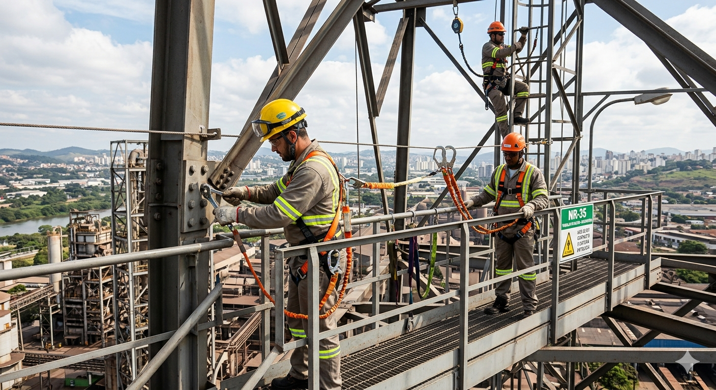 NR-35 trabalho em altura segurança do trabalho em altura norma NR-35 treinamento NR-35 trabalho em altura segurança