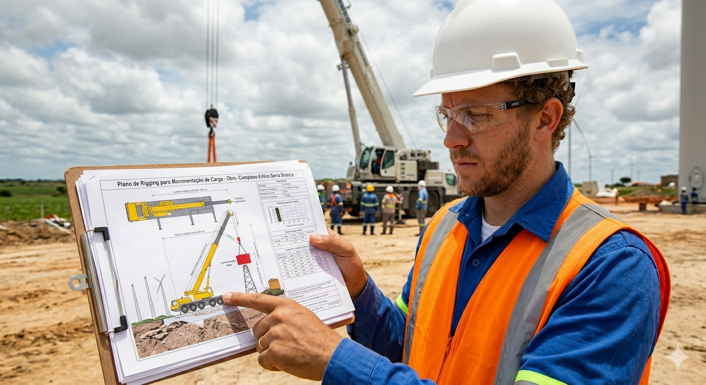 plano de rigging, o que é plano de rigging, movimentação de cargas, içamento de cargas, rigging engenharia, plano de içamento, quando usar plano de rigging, segurança na movimentação de cargas, rigging guindaste, planejamento de içamento, cálculo de carga rigging, análise de risco içamento, operação com guindaste, segurança em içamento, elaboração de plano de rigging